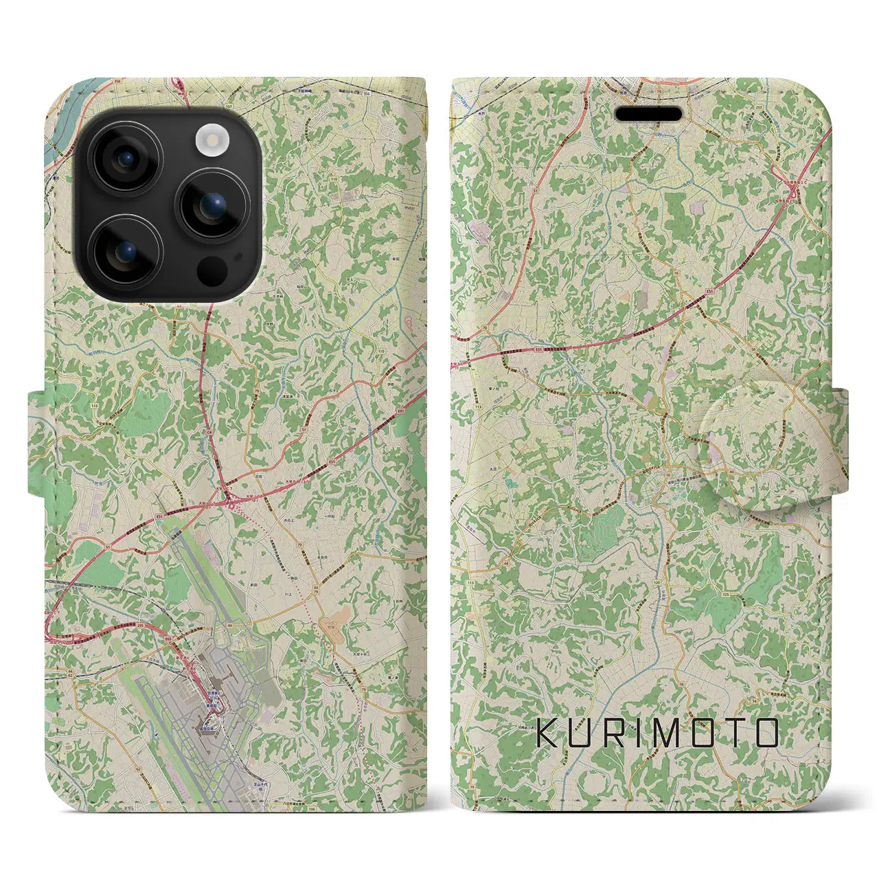 【栗源(千葉県)】地図柄iPhoneケース(手帳タイプ)ナチュラル・iPhone 16 用