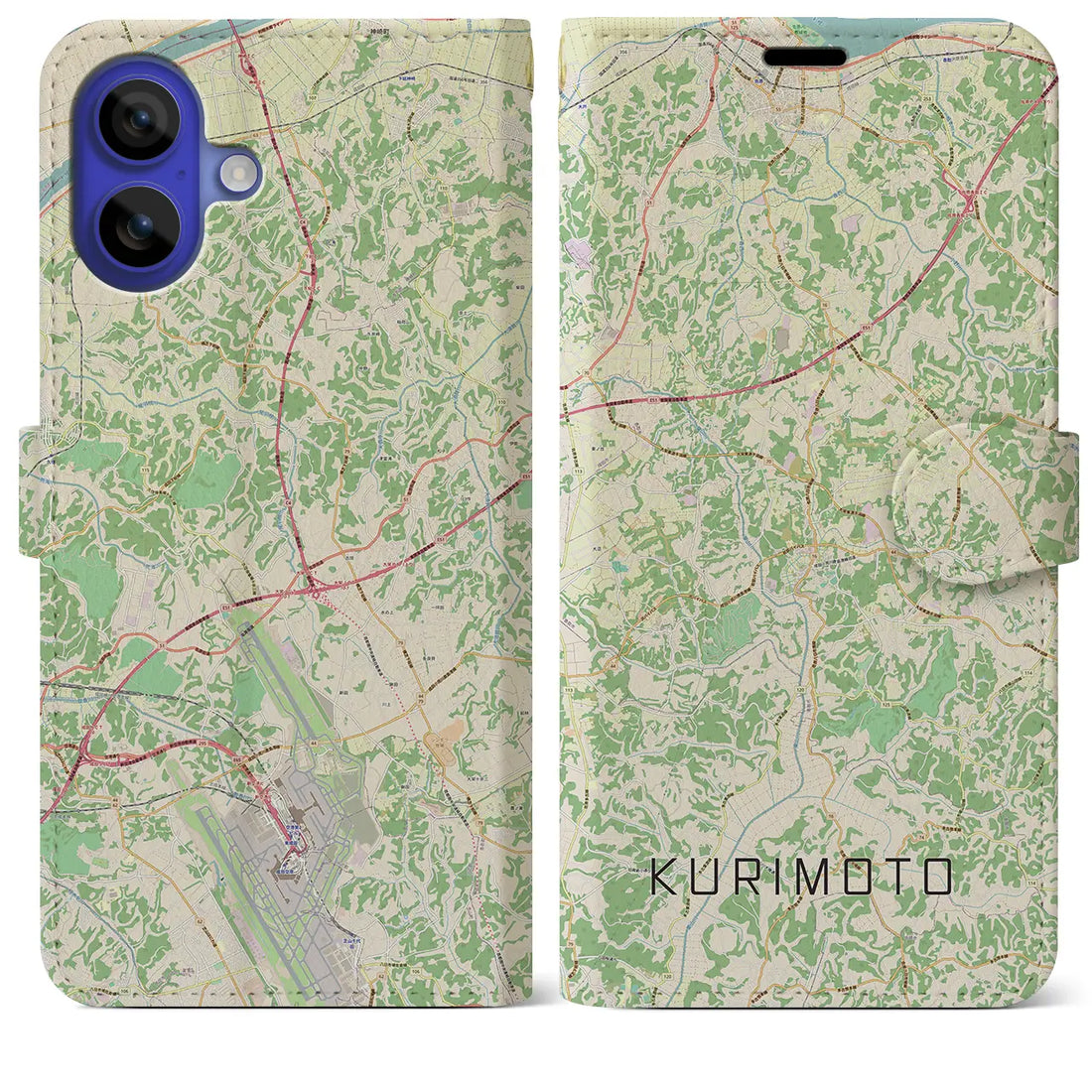 【栗源(千葉県)】地図柄iPhoneケース(手帳タイプ)ナチュラル・iPhone 16 Pro Max 用