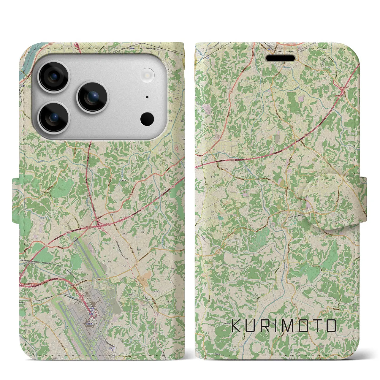 【栗源(千葉県)】地図柄iPhoneケース(手帳タイプ)