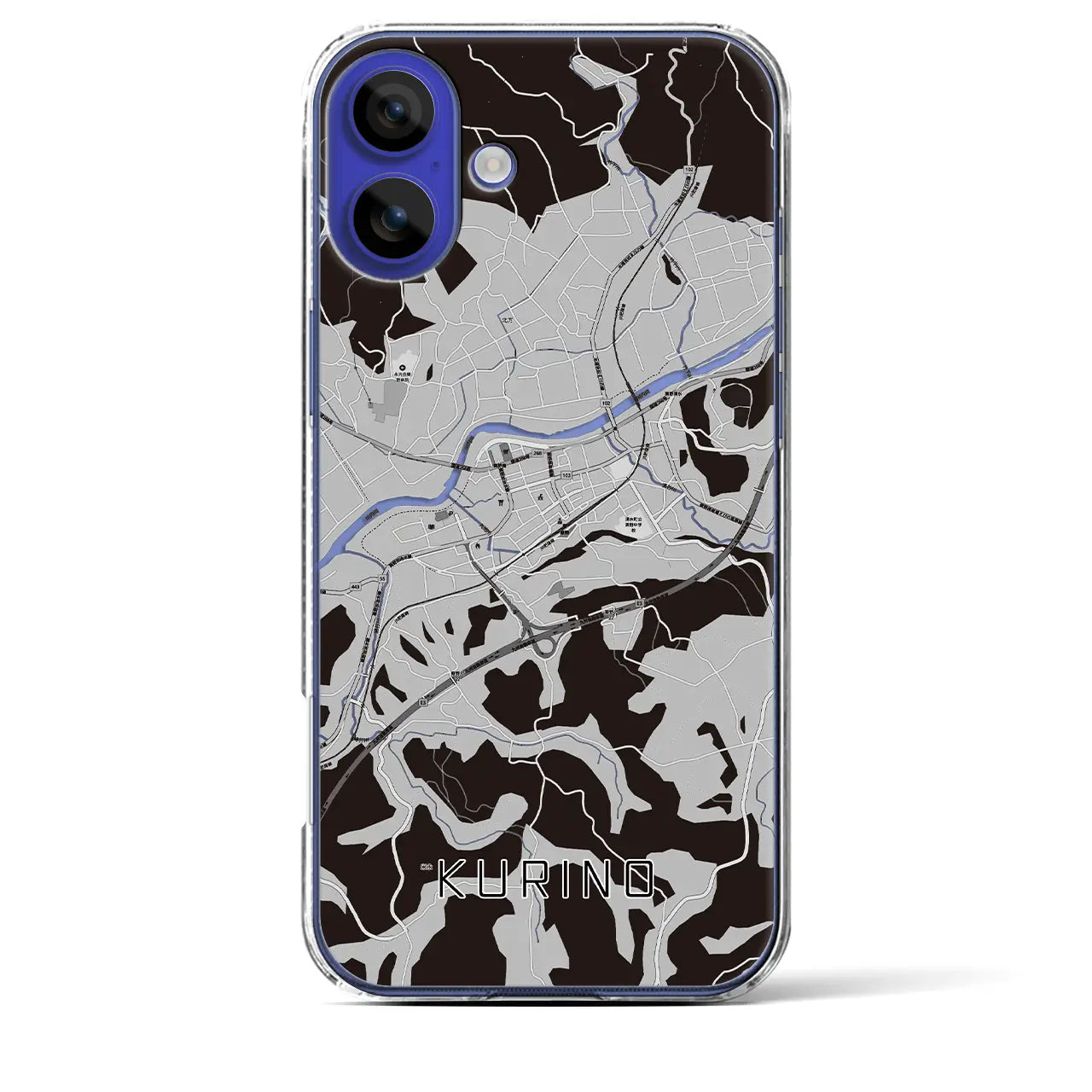 【栗野(鹿児島県)】地図柄iPhoneケース(クリアタイプ)モノトーン・iPhone 16 Pro Max 用