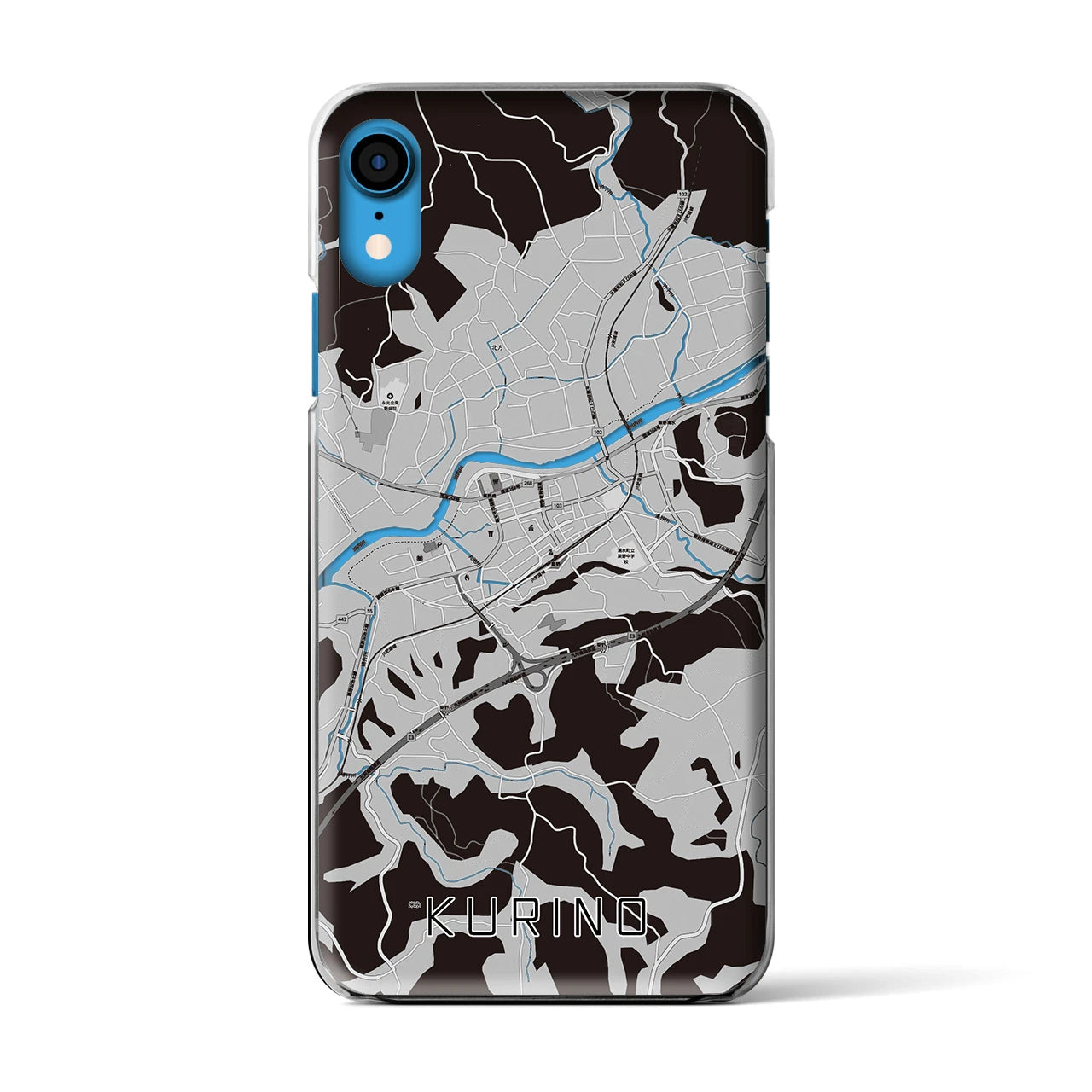 【栗野(鹿児島県)】地図柄iPhoneケース(クリアタイプ)モノトーン・iPhone XR 用