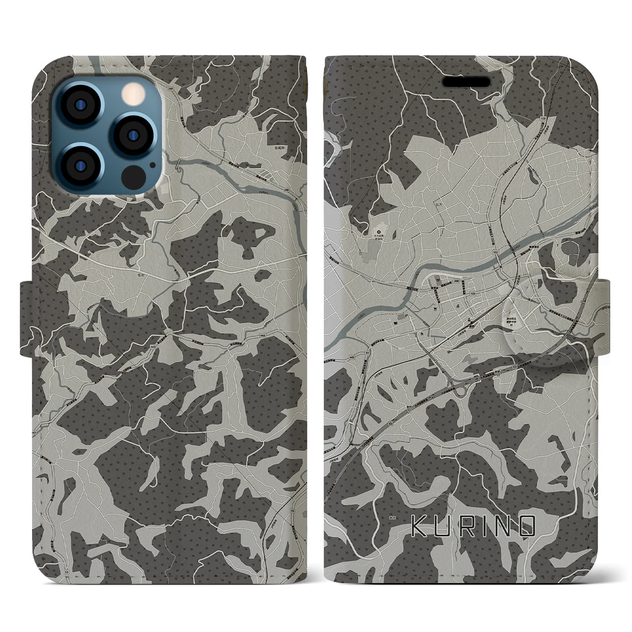 【栗野(鹿児島県)】地図柄iPhoneケース(手帳タイプ)