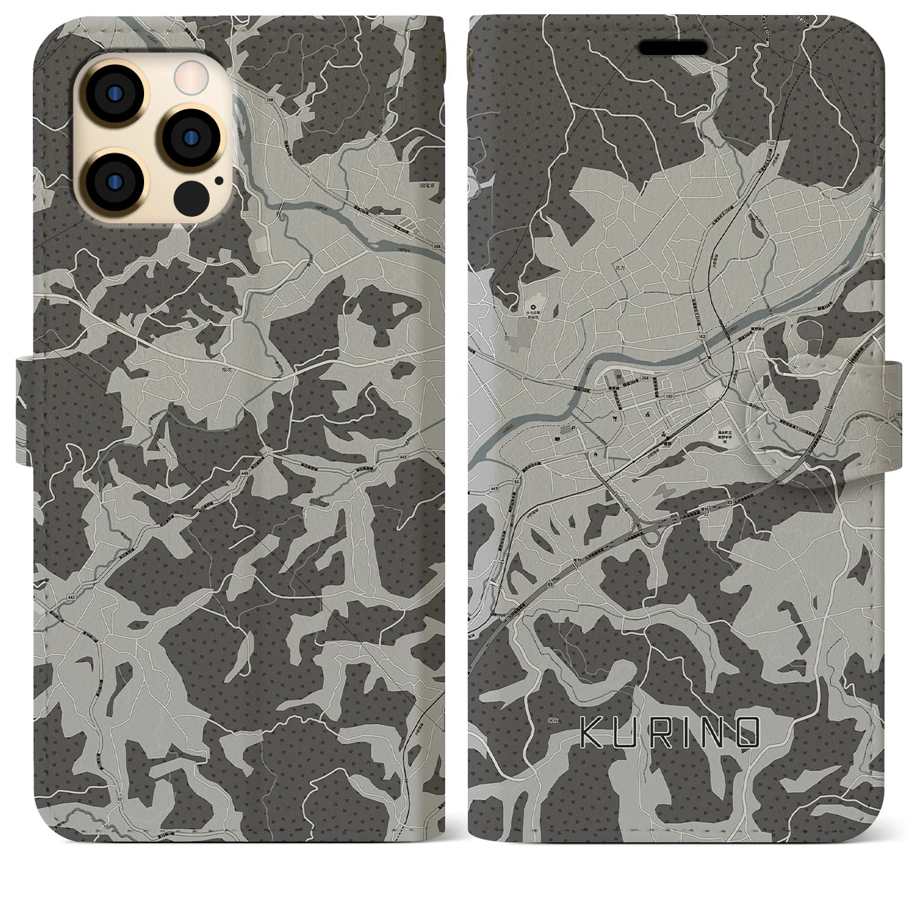 【栗野(鹿児島県)】地図柄iPhoneケース(手帳タイプ)
