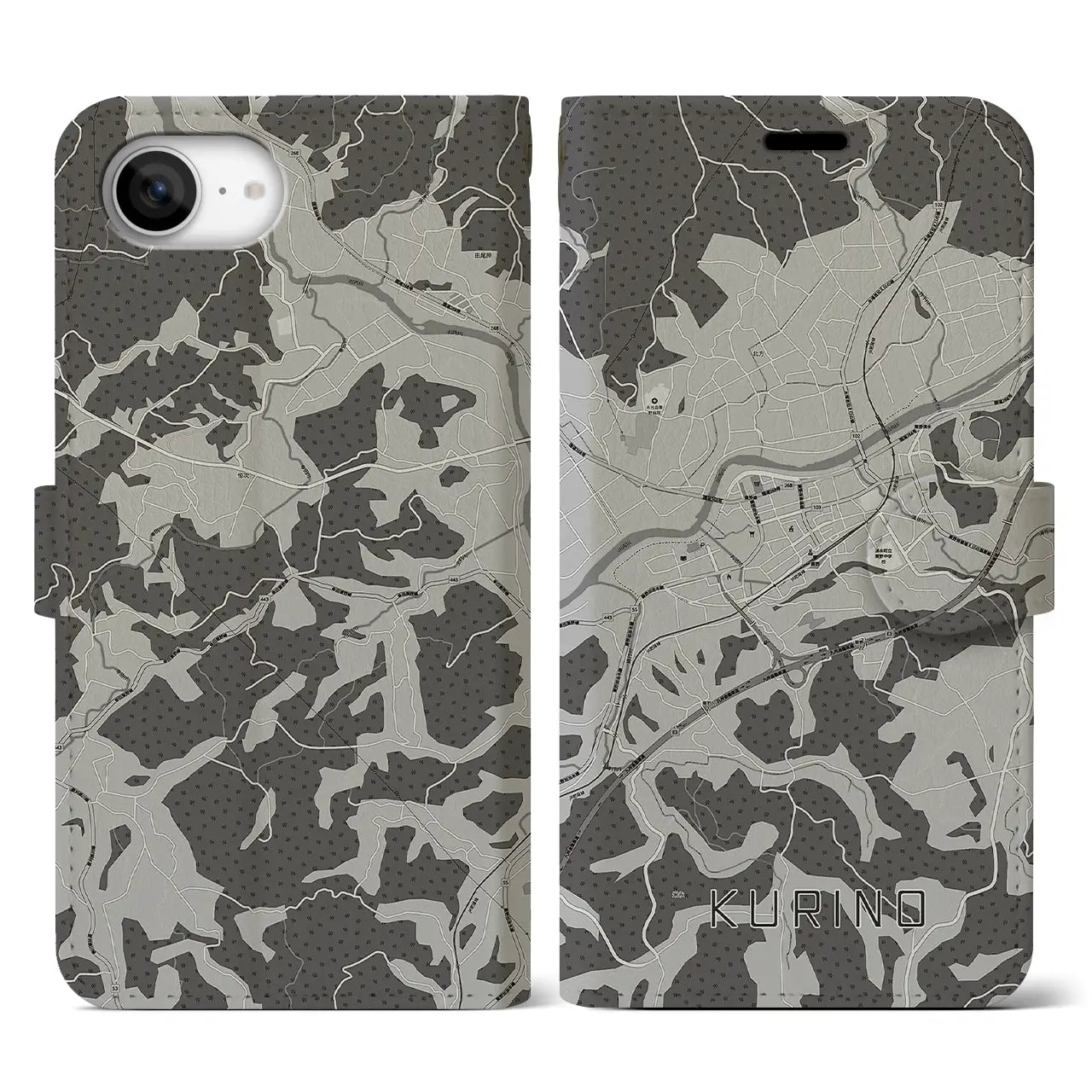 【栗野(鹿児島県)】地図柄iPhoneケース(手帳タイプ)