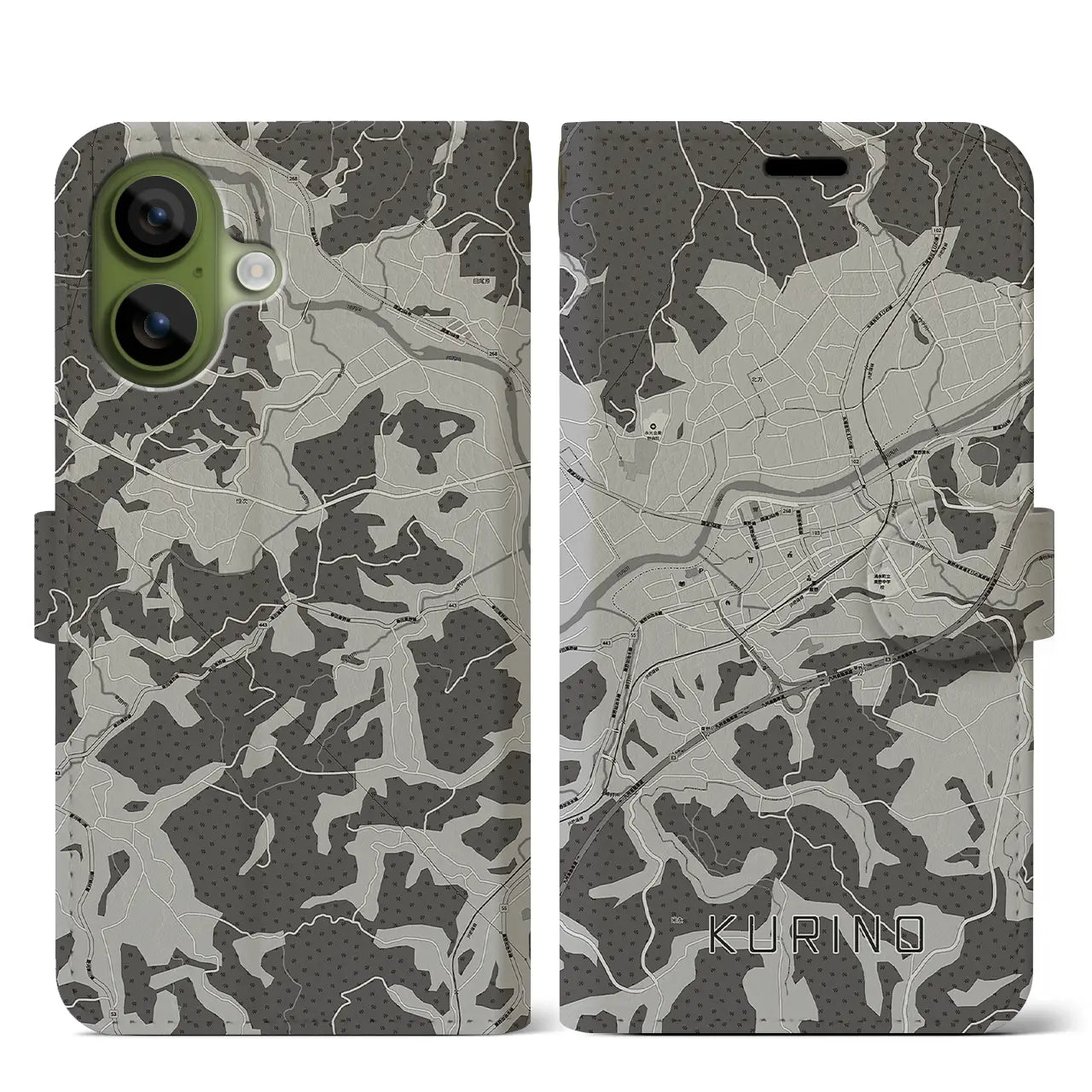 【栗野(鹿児島県)】地図柄iPhoneケース(手帳タイプ)