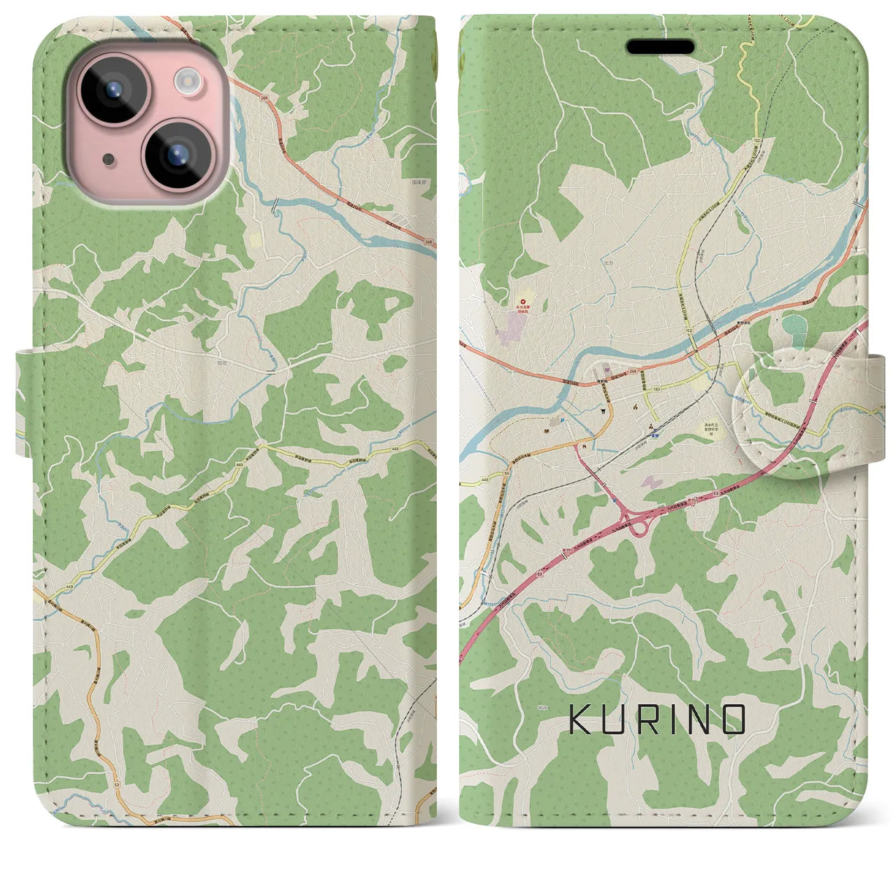 【栗野(鹿児島県)】地図柄iPhoneケース(手帳タイプ)