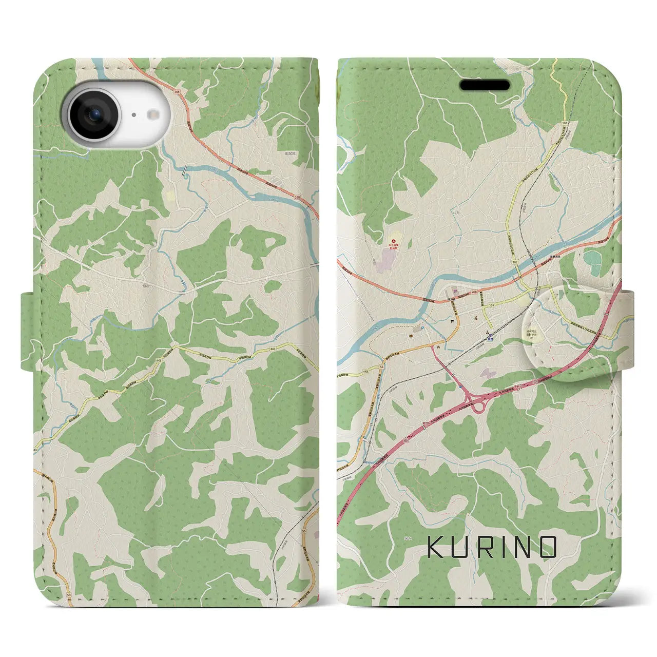 【栗野(鹿児島県)】地図柄iPhoneケース(手帳タイプ)