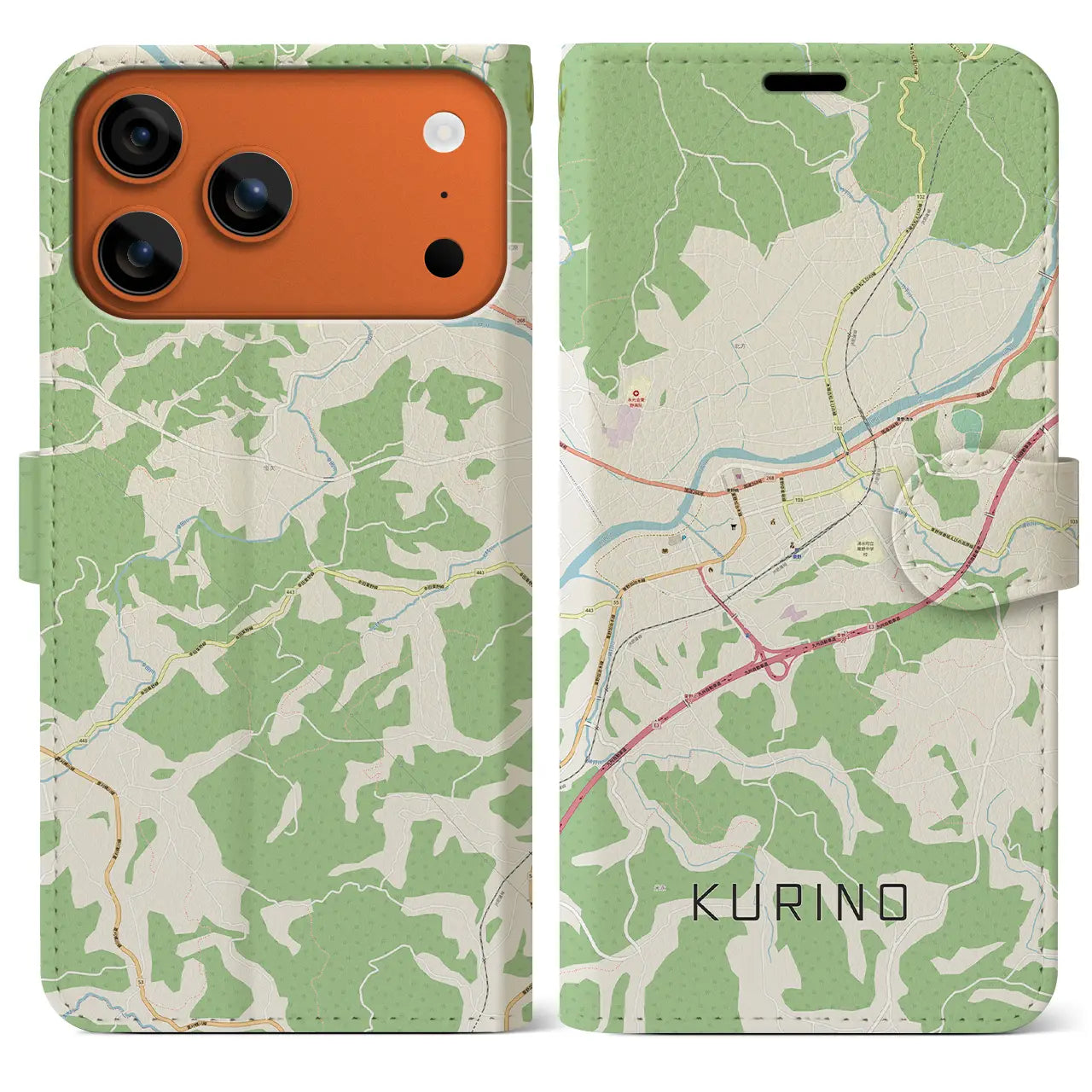 【栗野(鹿児島県)】地図柄iPhoneケース(手帳タイプ)