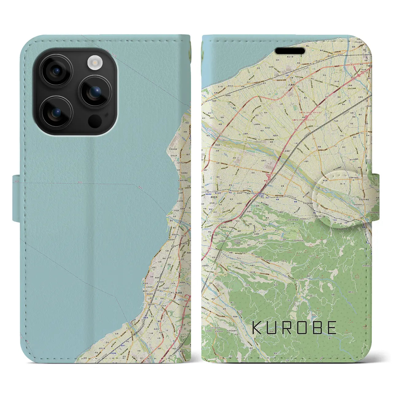 【黒部(富山県)】地図柄iPhoneケース(手帳タイプ)ナチュラル・iPhone 16 用