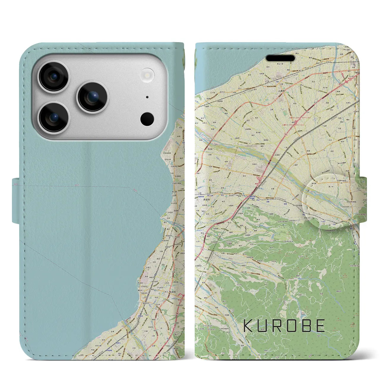 【黒部(富山県)】地図柄iPhoneケース(手帳タイプ)ナチュラル・iPhone 17 Pro Max 用