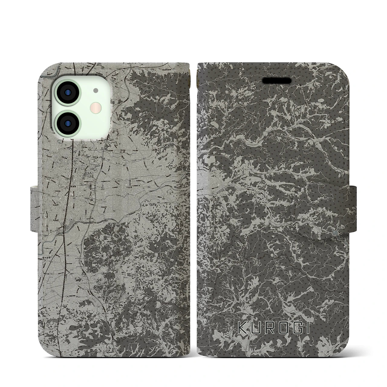 【黒木(福岡県)】地図柄iPhoneケース(手帳タイプ)