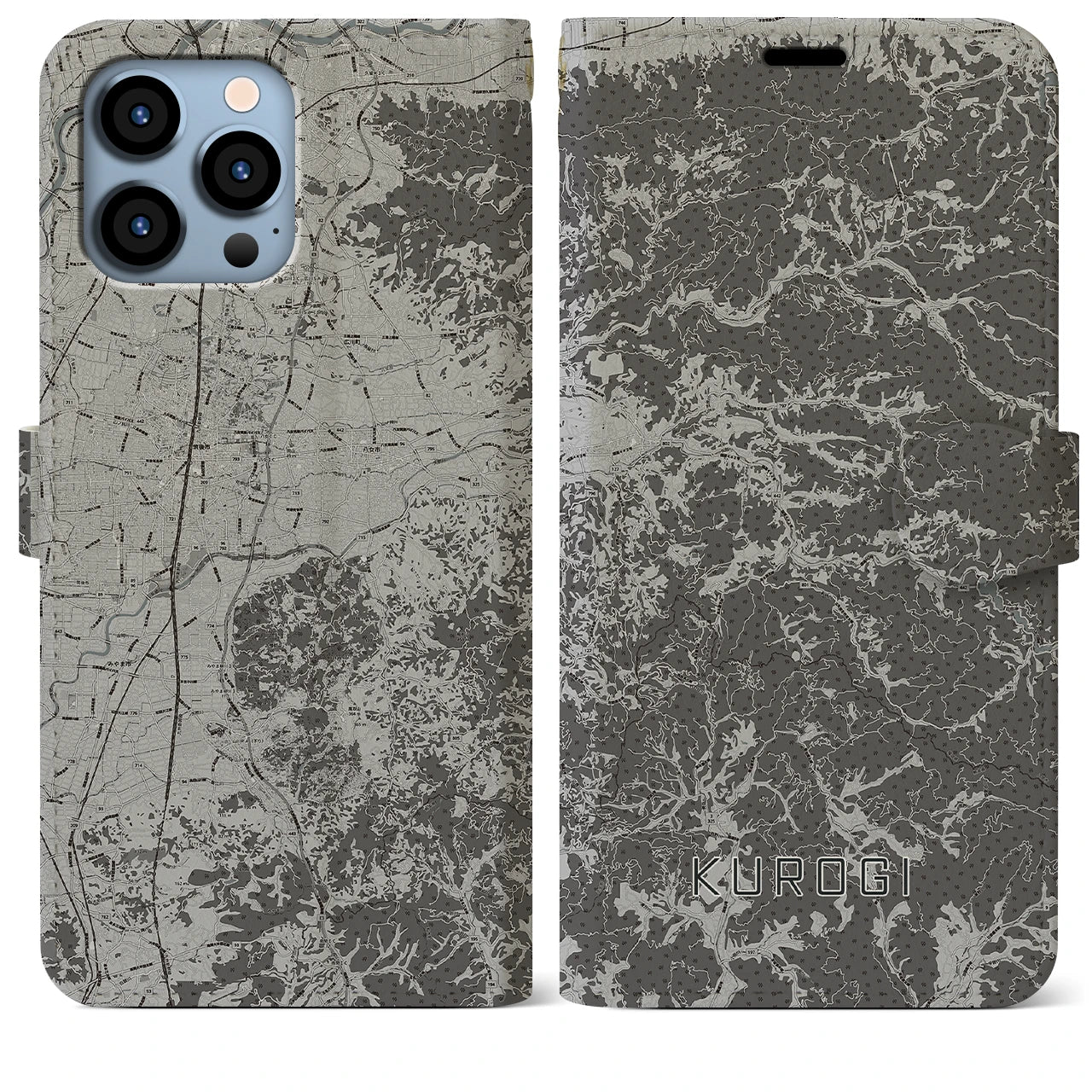 【黒木(福岡県)】地図柄iPhoneケース(手帳タイプ)