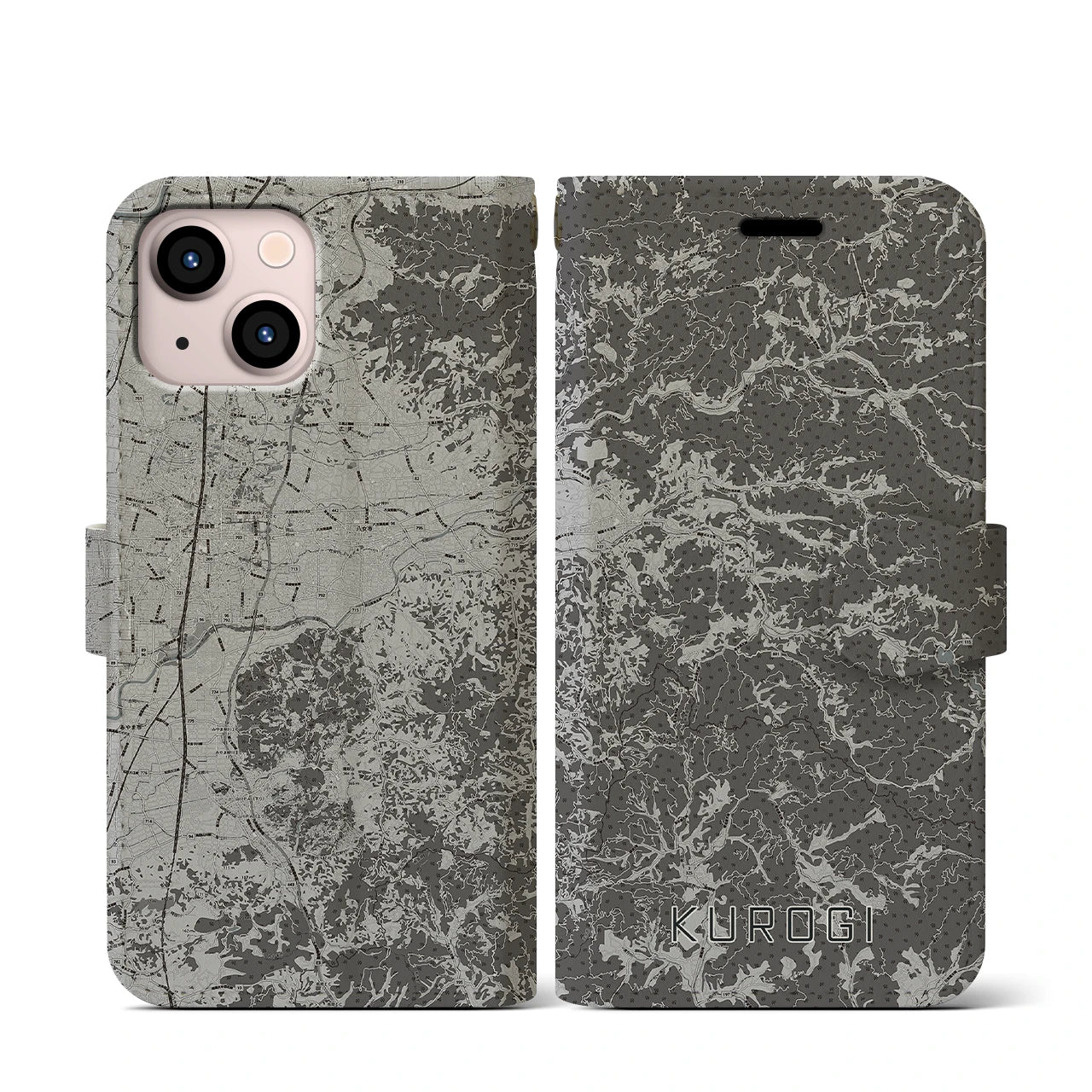 【黒木(福岡県)】地図柄iPhoneケース(手帳タイプ)