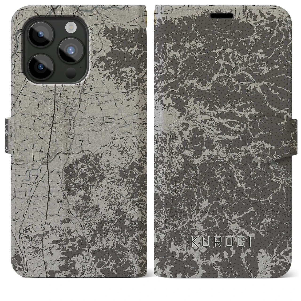 【黒木(福岡県)】地図柄iPhoneケース(手帳タイプ)