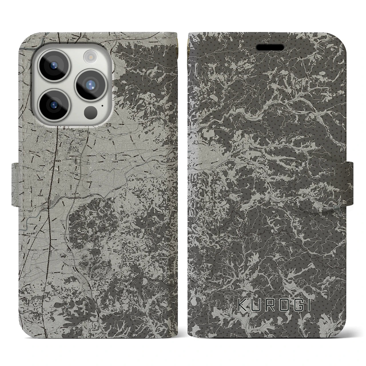 【黒木(福岡県)】地図柄iPhoneケース(手帳タイプ)