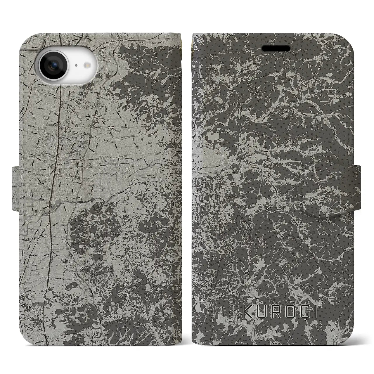 【黒木(福岡県)】地図柄iPhoneケース(手帳タイプ)