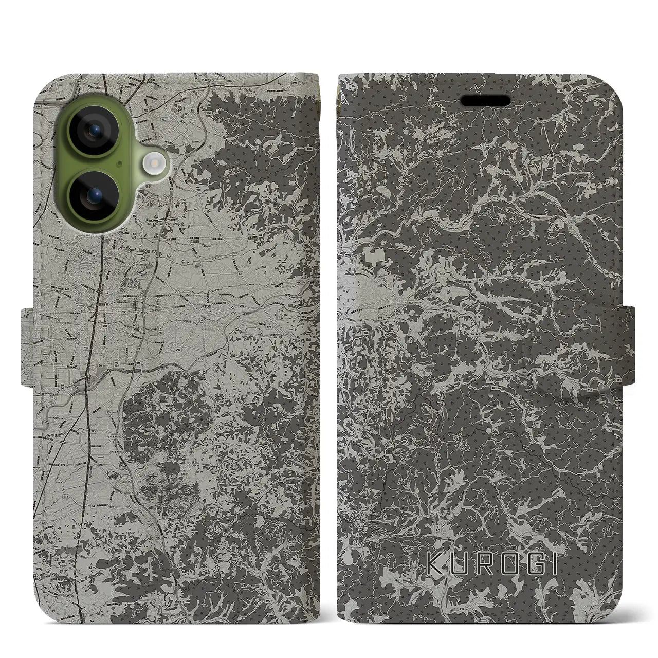 【黒木(福岡県)】地図柄iPhoneケース(手帳タイプ)