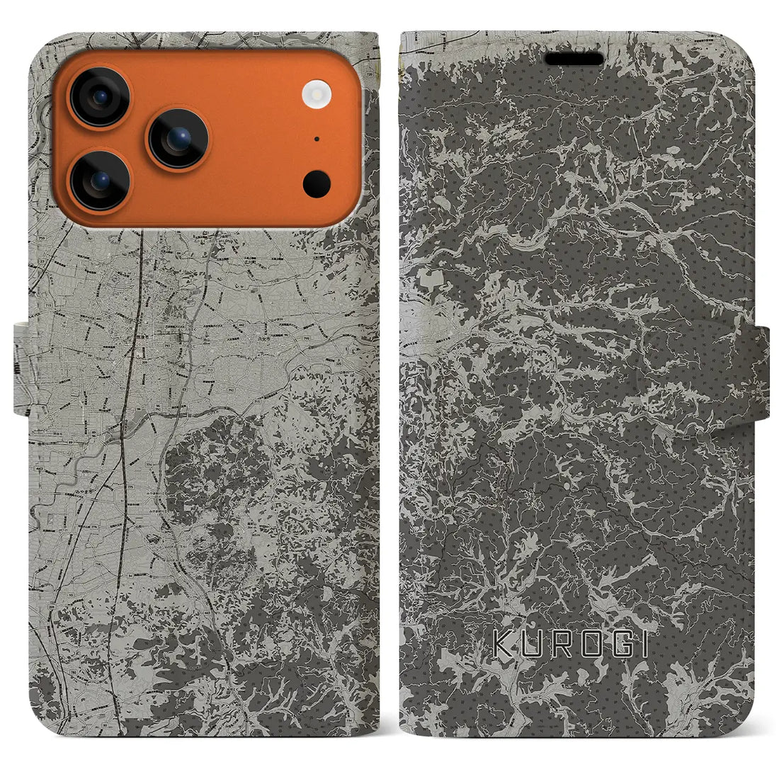 【黒木(福岡県)】地図柄iPhoneケース(手帳タイプ)