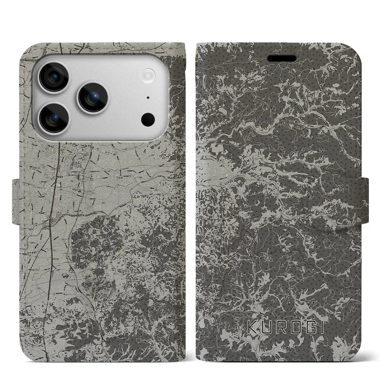 【黒木(福岡県)】地図柄iPhoneケース(手帳タイプ)