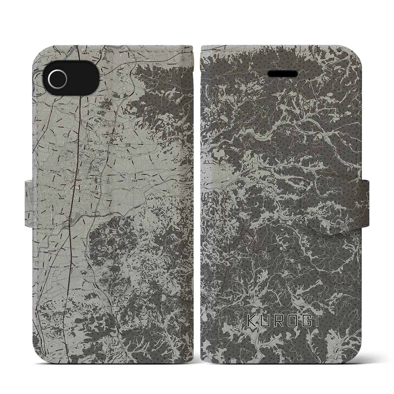 【黒木(福岡県)】地図柄iPhoneケース(手帳タイプ)