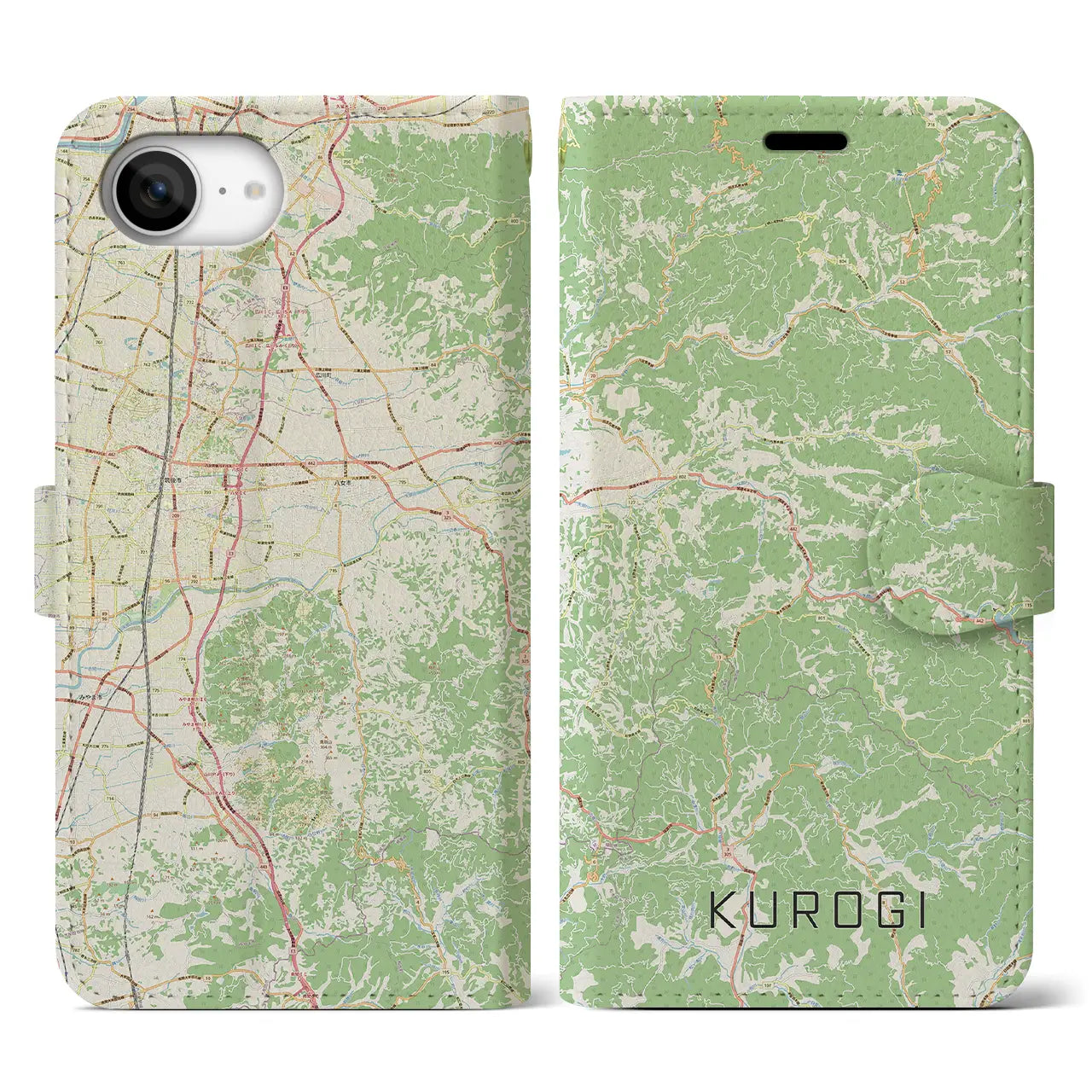 【黒木(福岡県)】地図柄iPhoneケース(手帳タイプ)