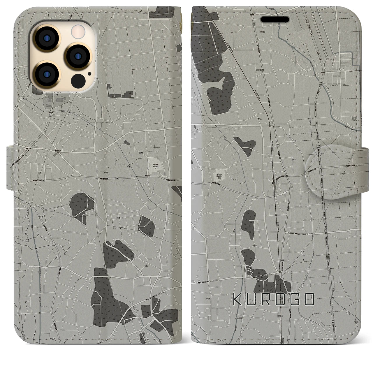 【黒子(茨城県)】地図柄iPhoneケース(手帳タイプ)