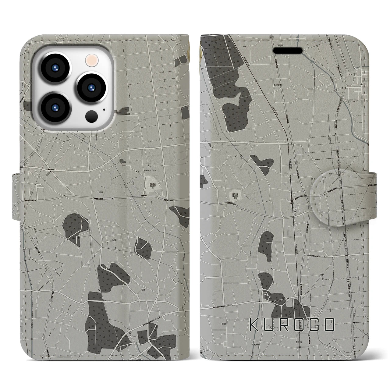 【黒子(茨城県)】地図柄iPhoneケース(手帳タイプ)