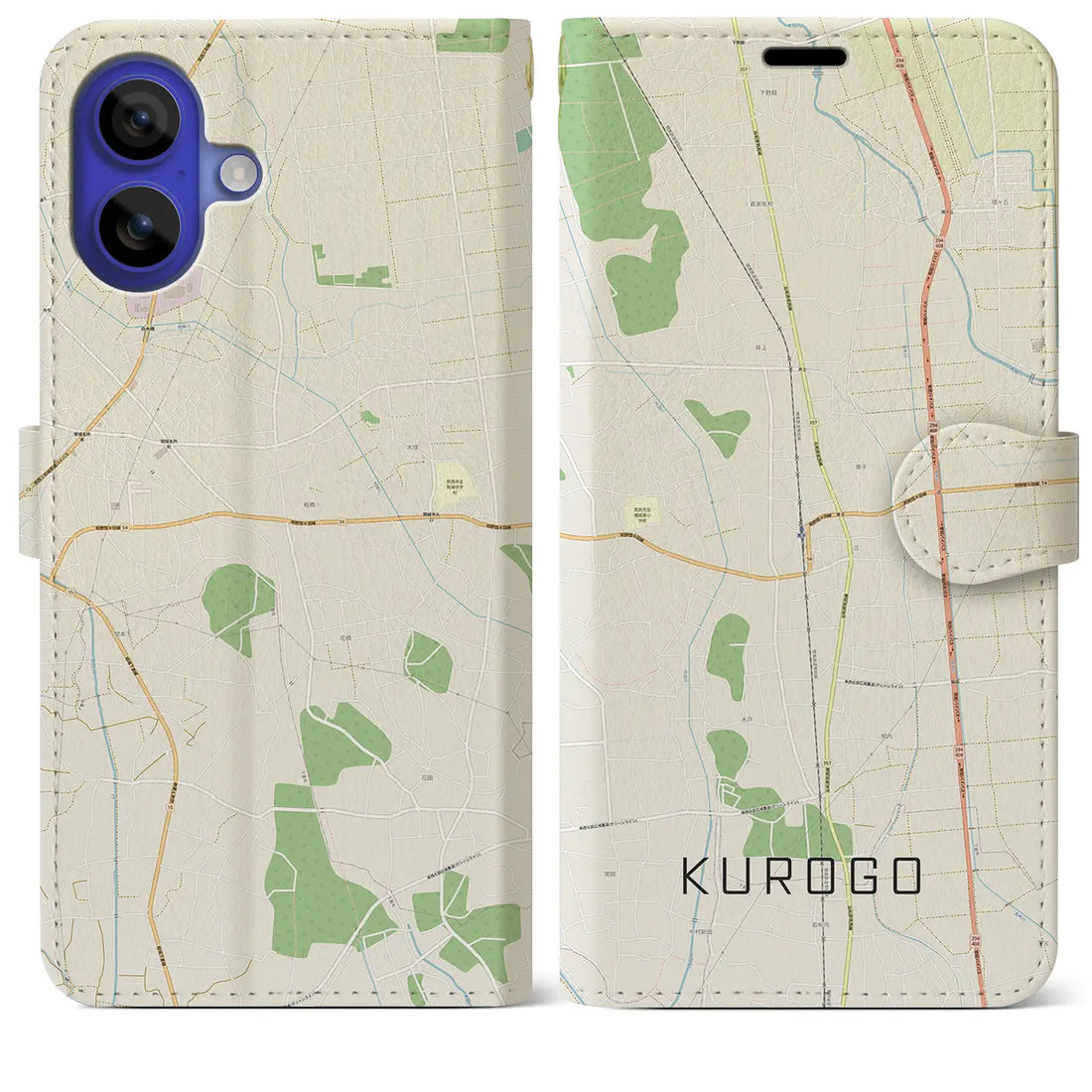 【黒子(茨城県)】地図柄iPhoneケース(手帳タイプ)ナチュラル・iPhone 16 Pro Max 用