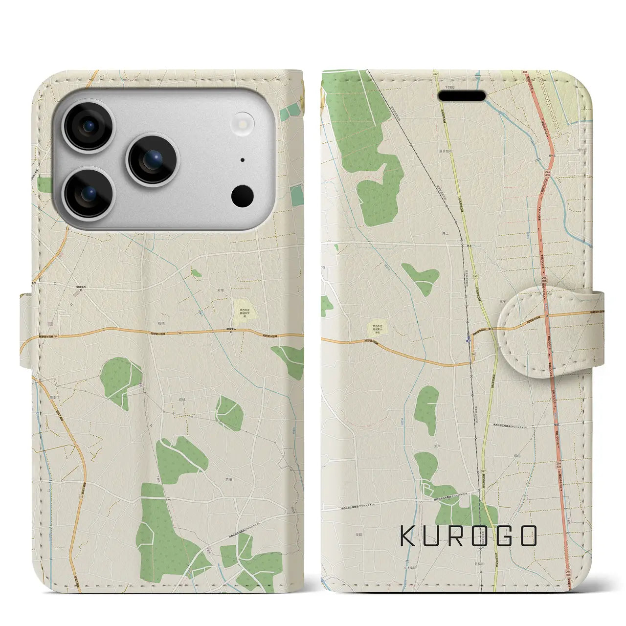 【黒子(茨城県)】地図柄iPhoneケース(手帳タイプ)