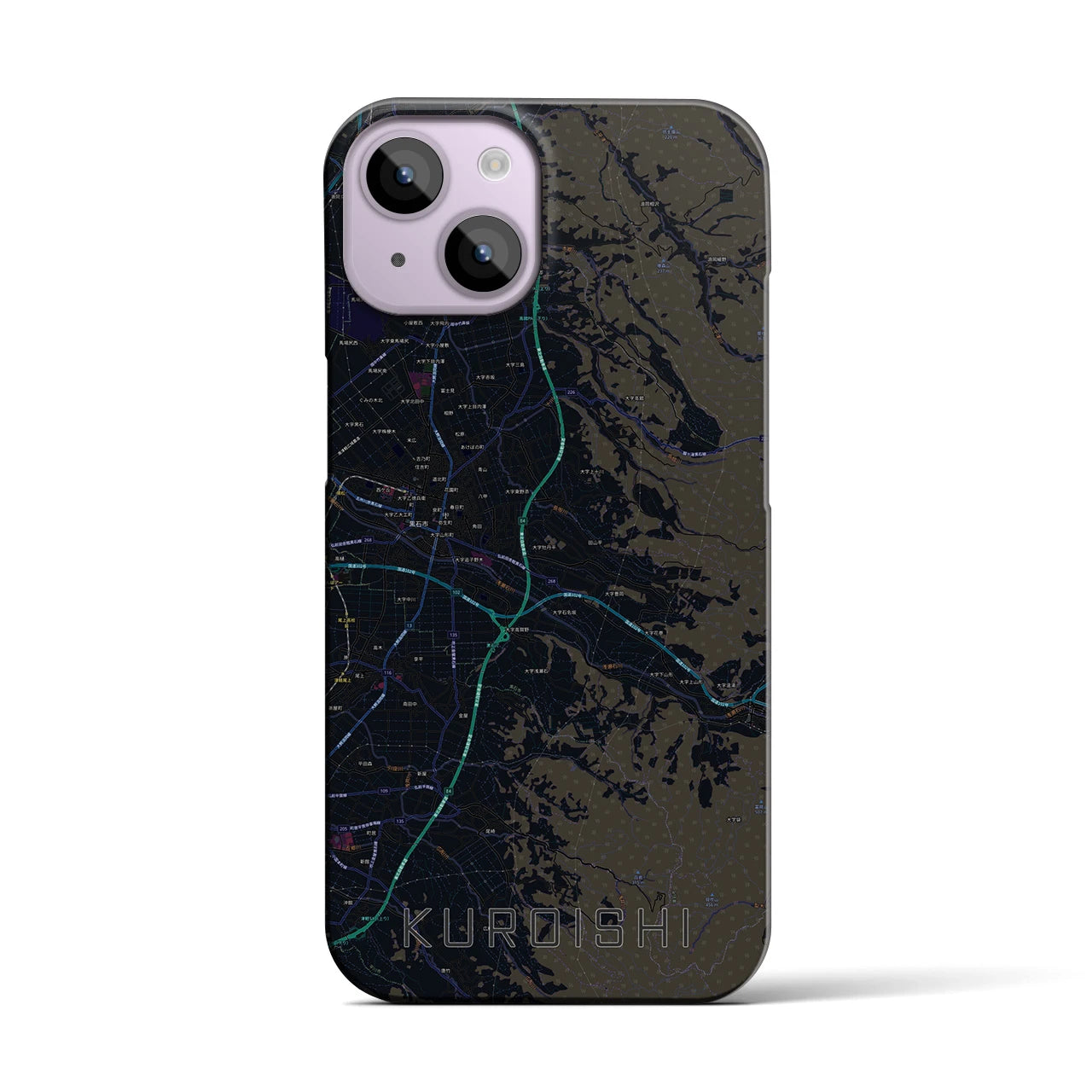【黒石(青森県)】地図柄iPhoneケース(バックカバータイプ)