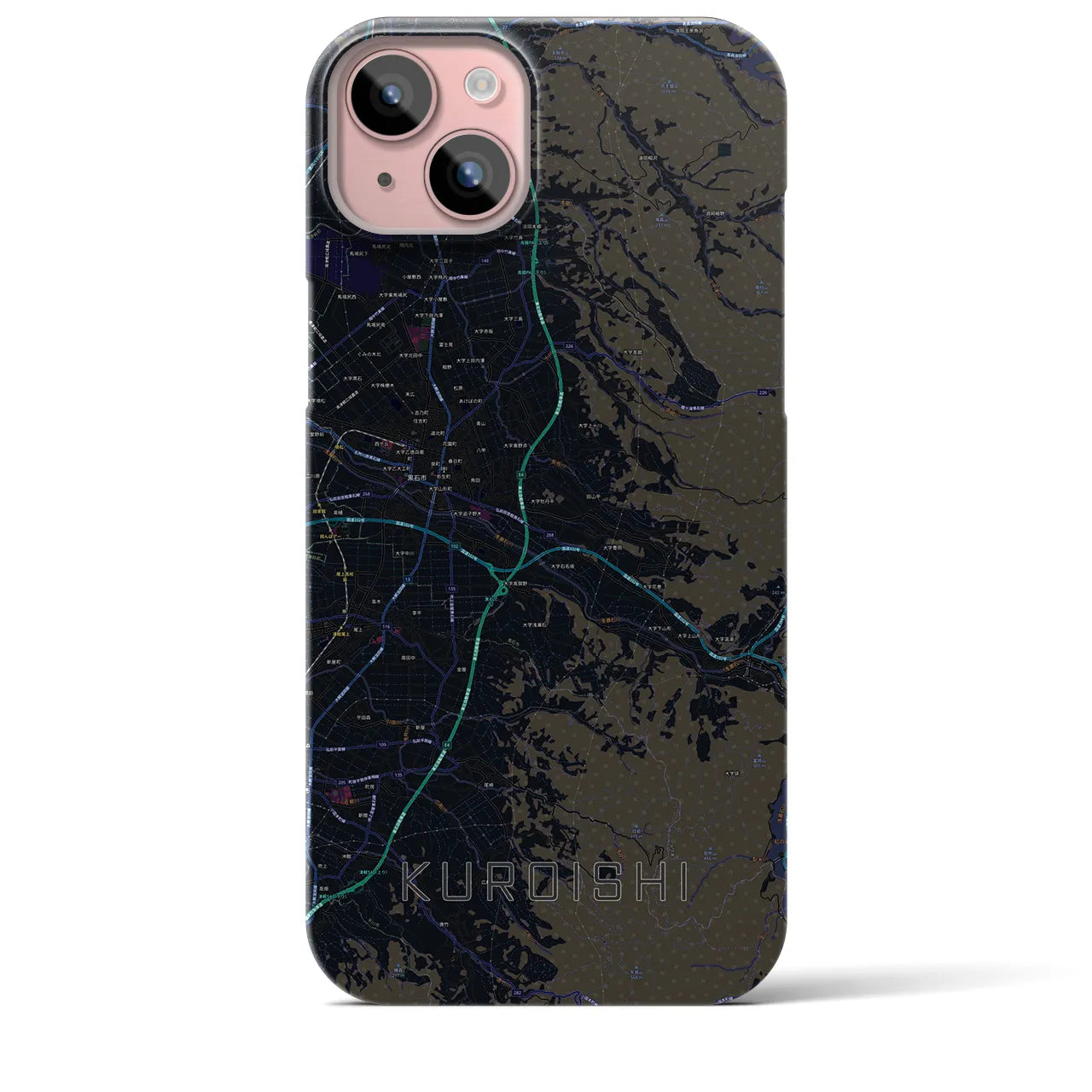 【黒石(青森県)】地図柄iPhoneケース(バックカバータイプ)