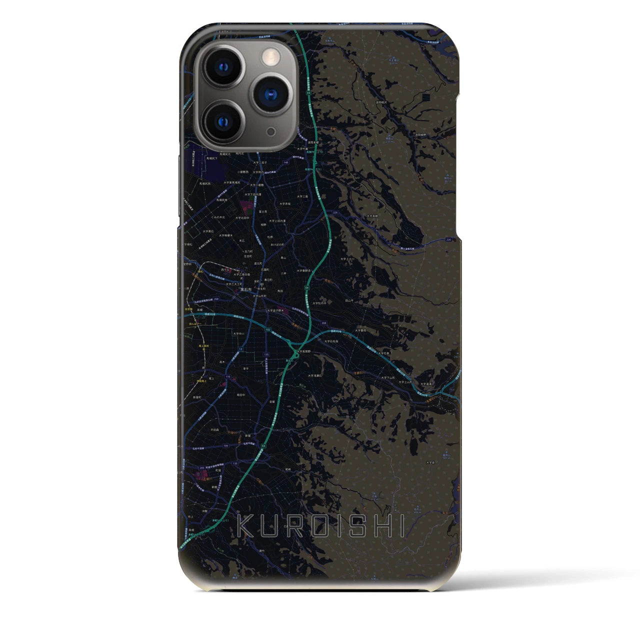 【黒石(青森県)】地図柄iPhoneケース(バックカバータイプ)