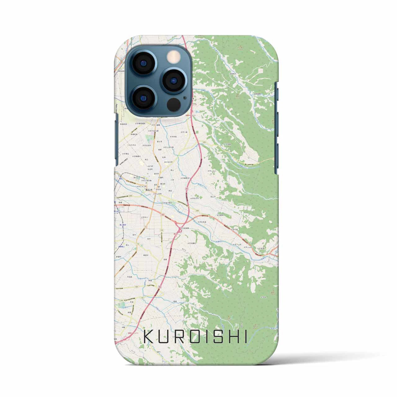 【黒石(青森県)】地図柄iPhoneケース(バックカバータイプ)