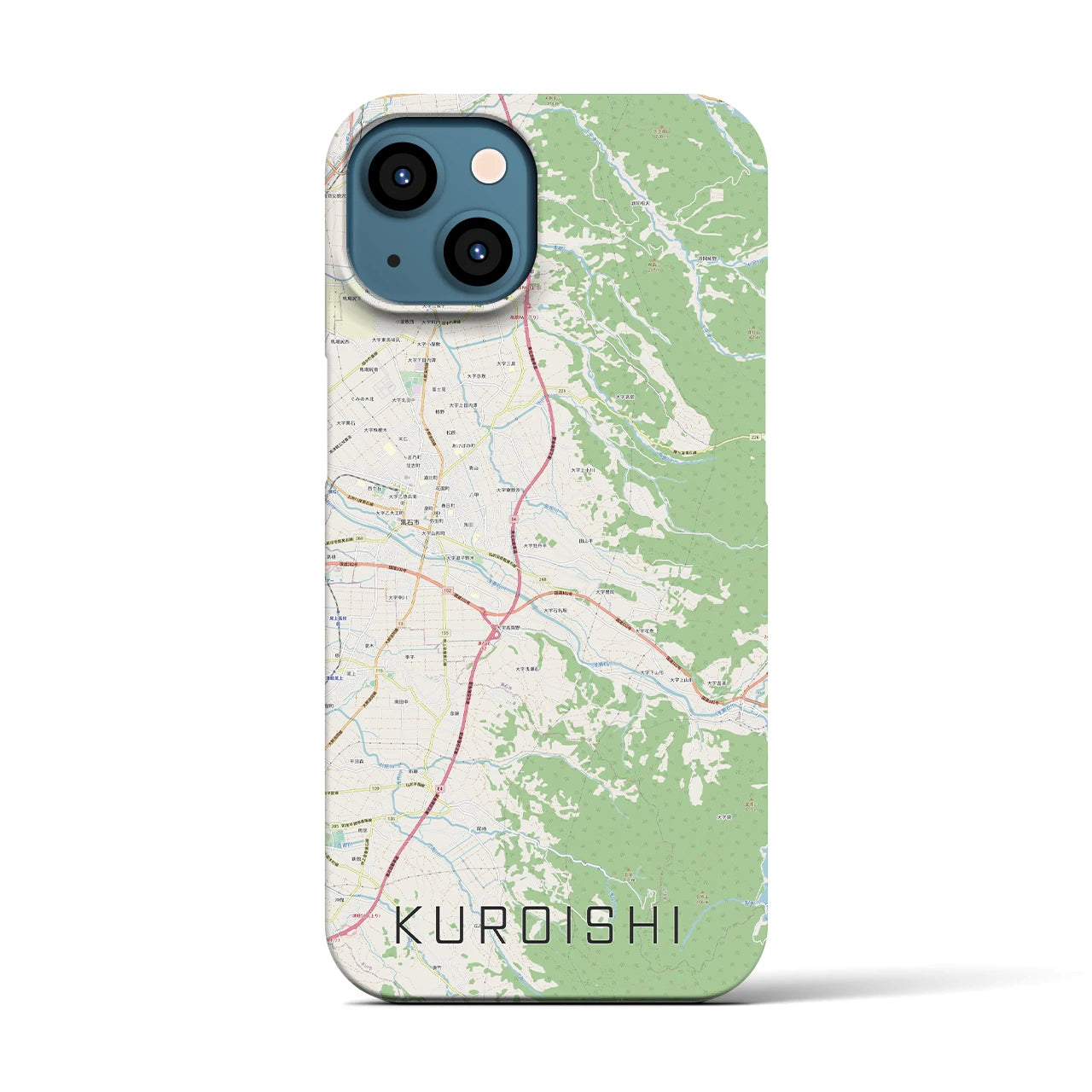 【黒石(青森県)】地図柄iPhoneケース(バックカバータイプ)