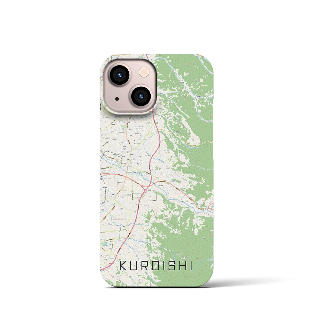 【黒石(青森県)】地図柄iPhoneケース(バックカバータイプ)