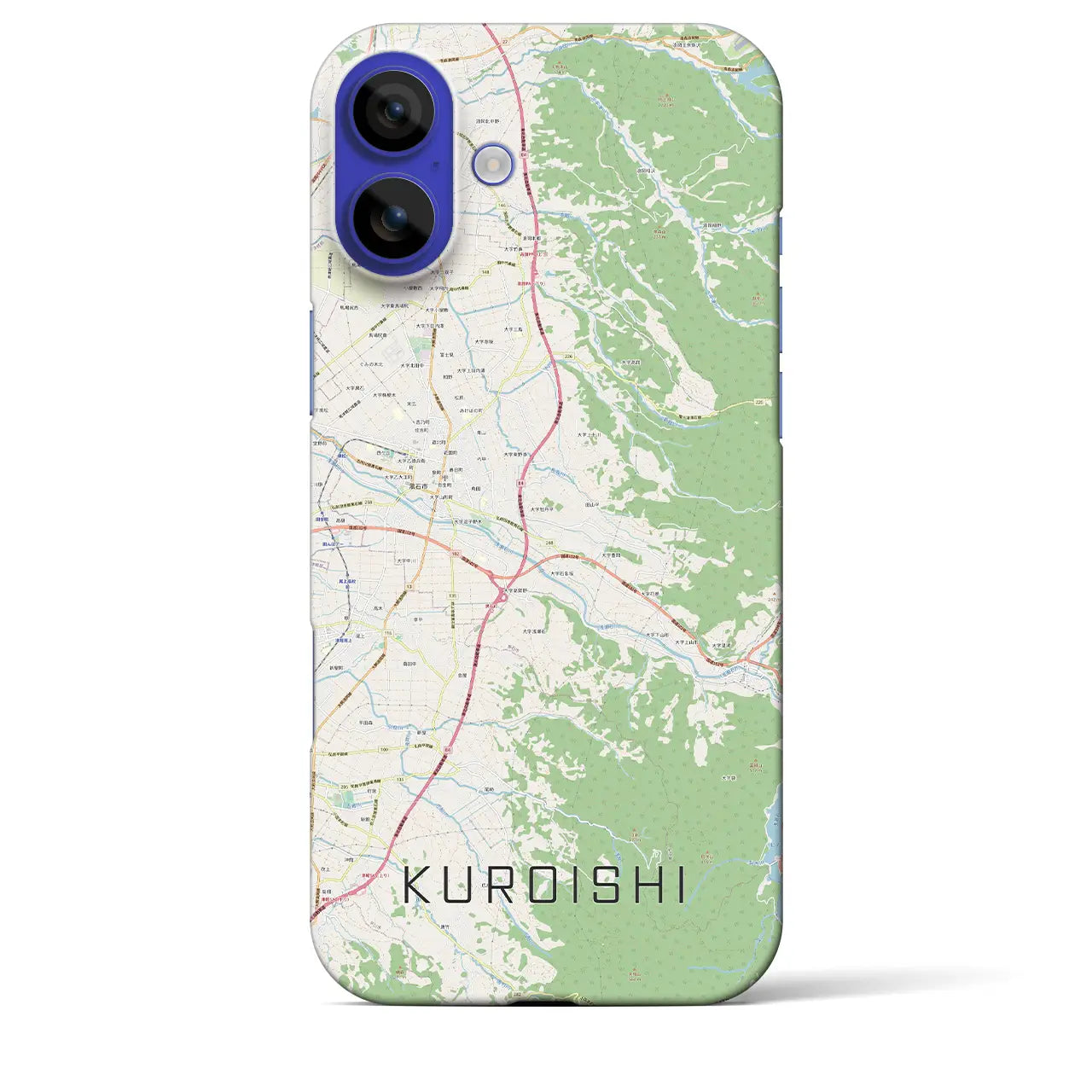 【黒石(青森県)】地図柄iPhoneケース(バックカバータイプ)