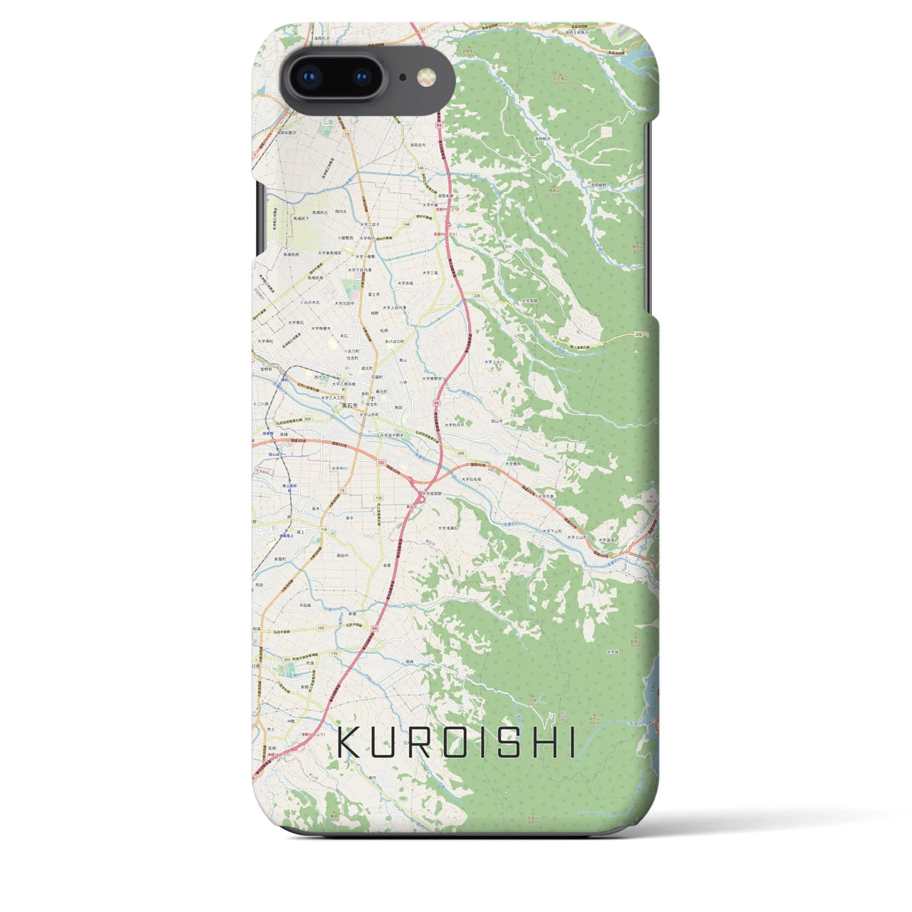 【黒石(青森県)】地図柄iPhoneケース(バックカバータイプ)