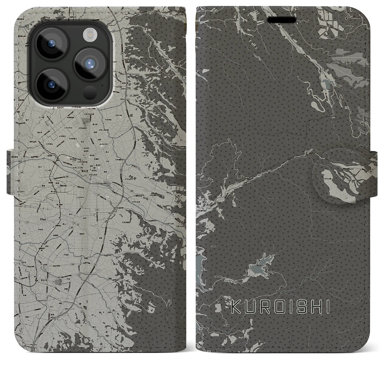 【黒石(青森県)】地図柄iPhoneケース(手帳タイプ)