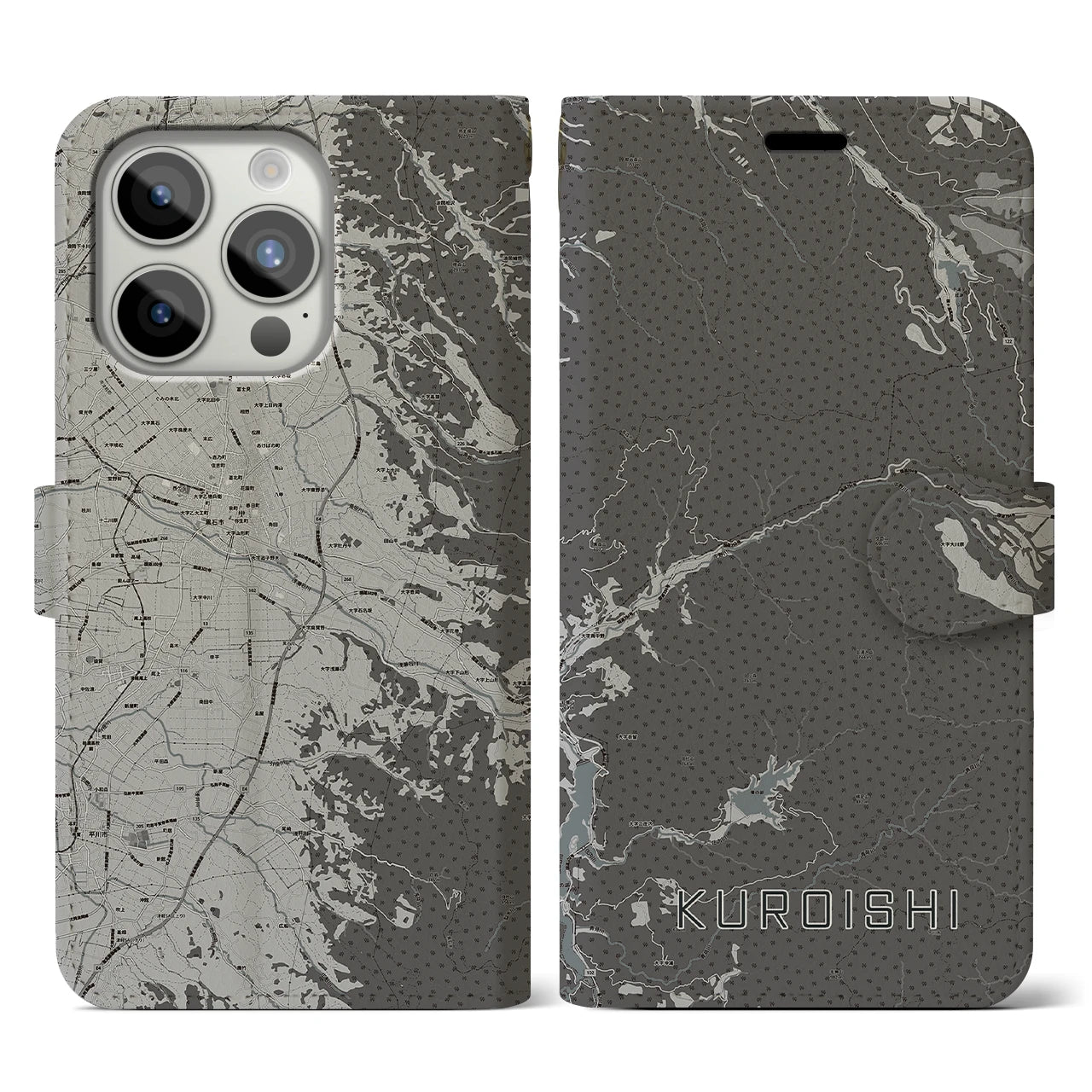 【黒石(青森県)】地図柄iPhoneケース(手帳タイプ)