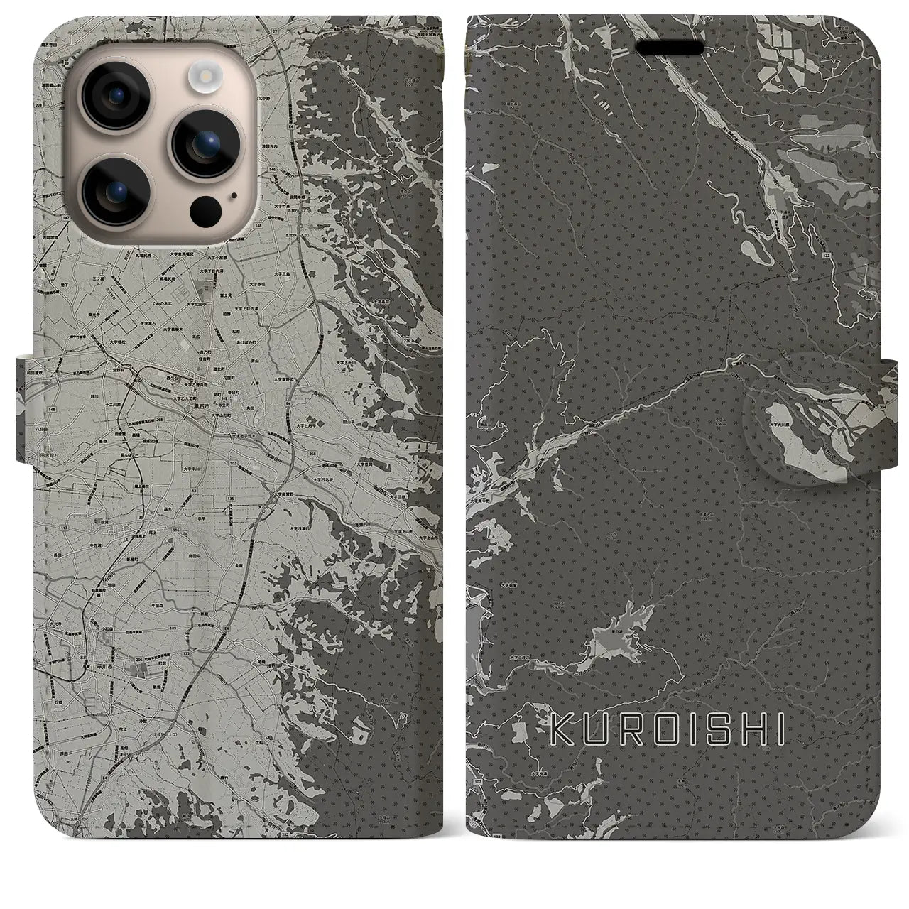 【黒石(青森県)】地図柄iPhoneケース(手帳タイプ)