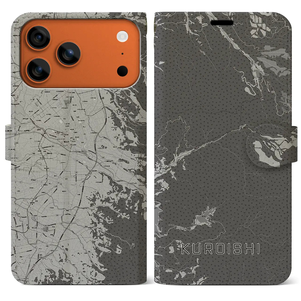 【黒石(青森県)】地図柄iPhoneケース(手帳タイプ)