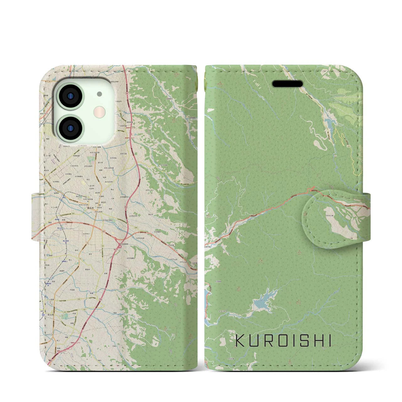 【黒石(青森県)】地図柄iPhoneケース(手帳タイプ)