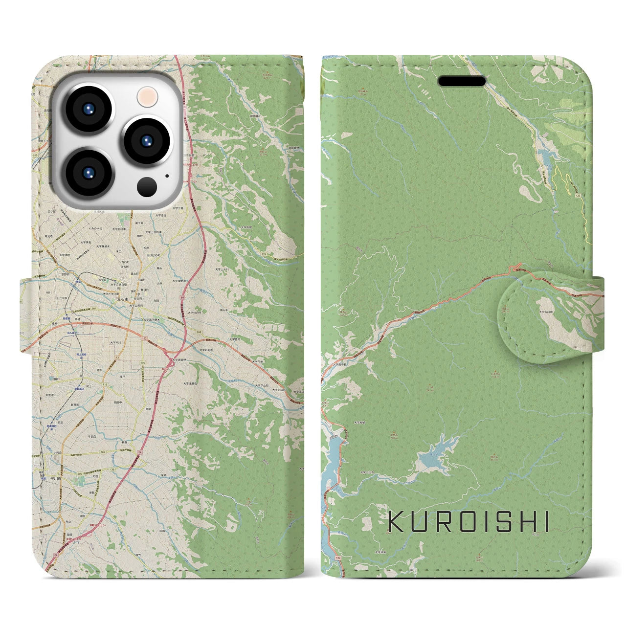 【黒石(青森県)】地図柄iPhoneケース(手帳タイプ)
