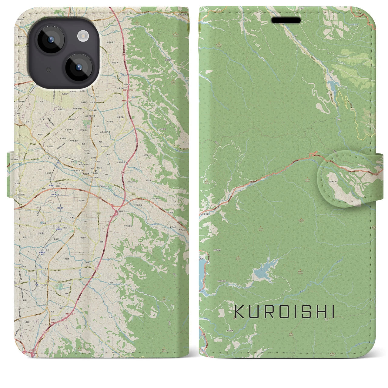 【黒石(青森県)】地図柄iPhoneケース(手帳タイプ)