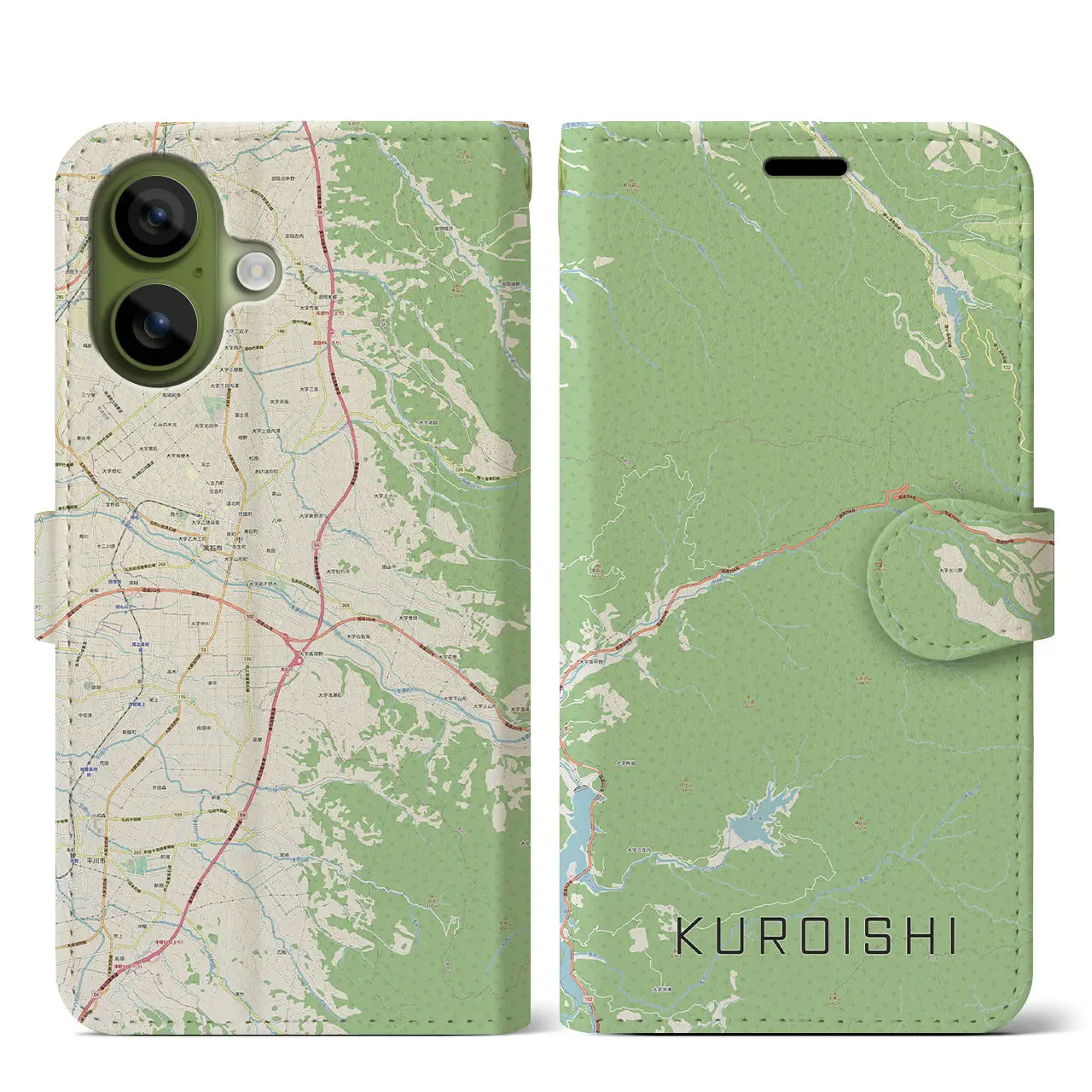 【黒石(青森県)】地図柄iPhoneケース(手帳タイプ)