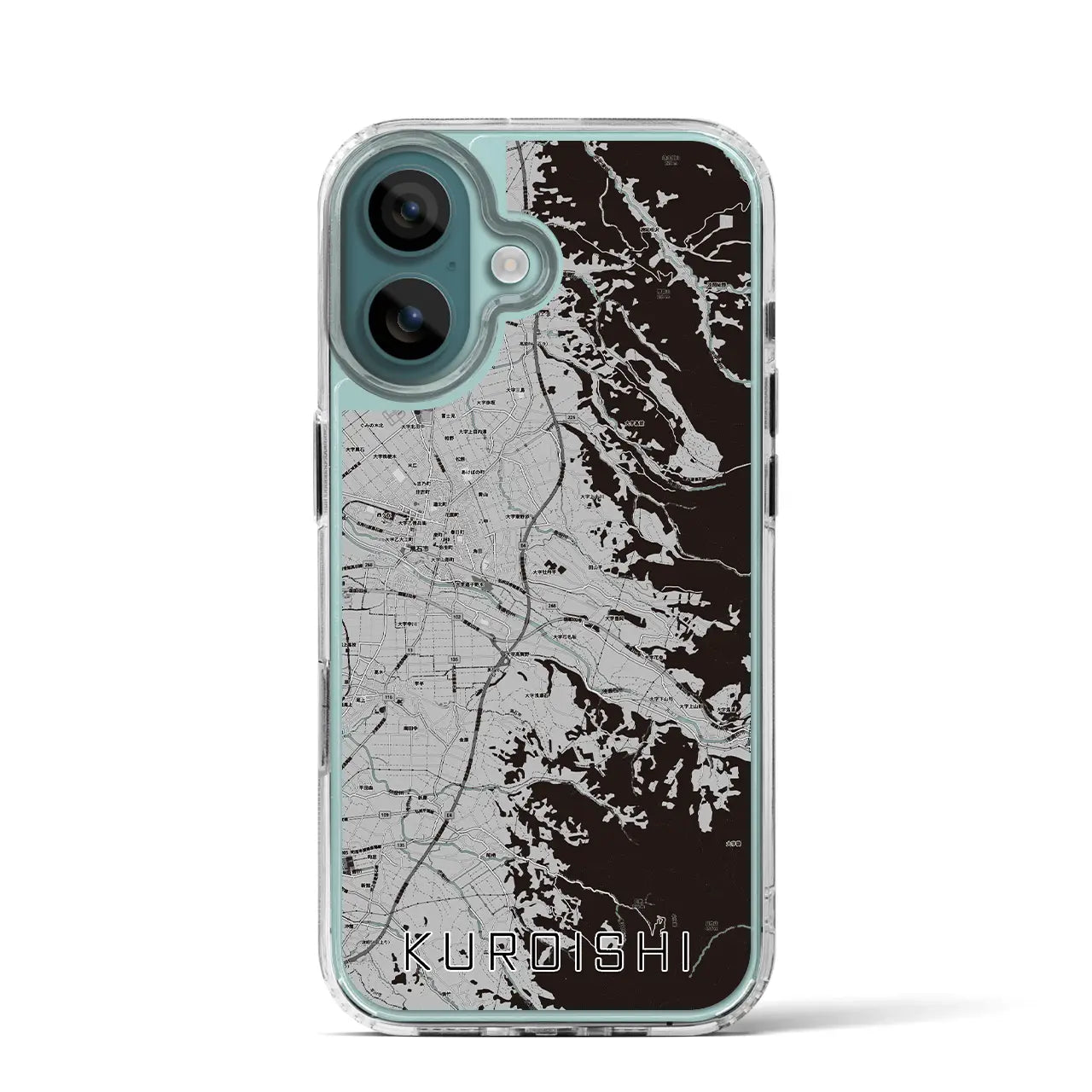 【黒石(青森県)】地図柄iPhoneケース(MagSafeタイプ)モノトーン・iPhone 16 Pro 用