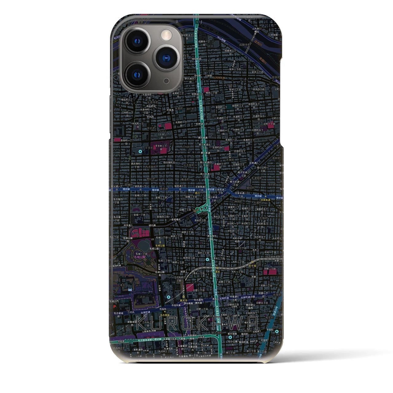 【黒川(愛知県)】地図柄iPhoneケース(バックカバータイプ)