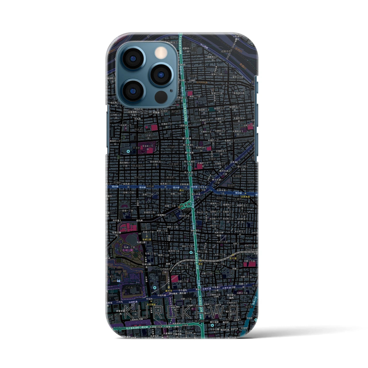 【黒川(愛知県)】地図柄iPhoneケース(バックカバータイプ)