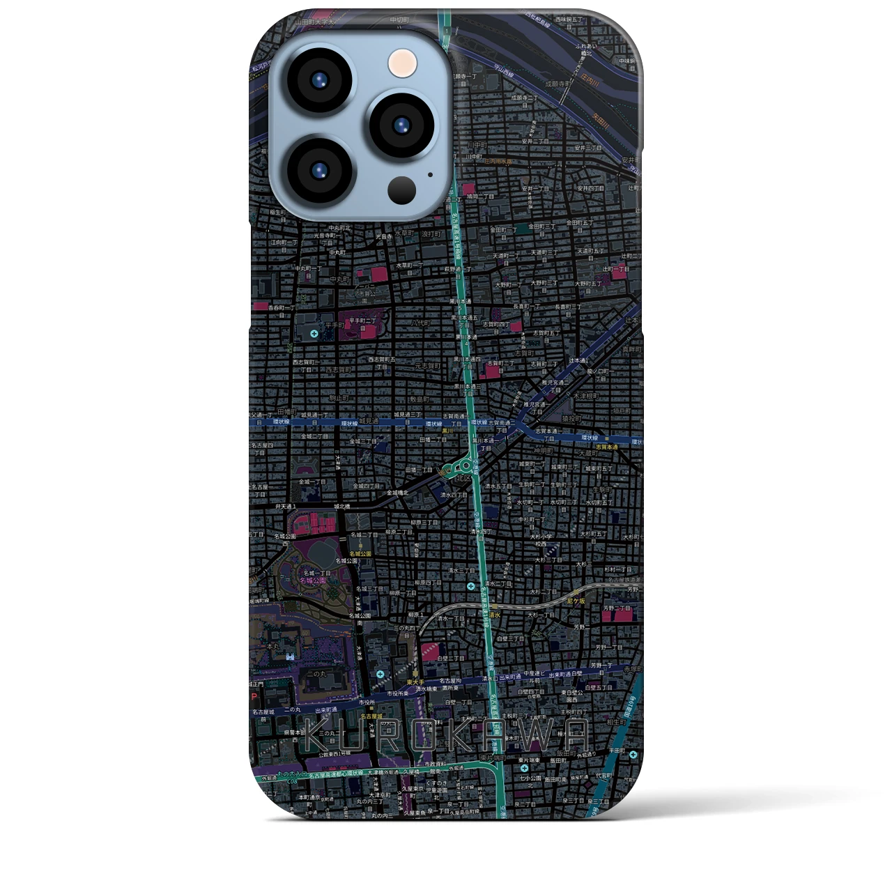 【黒川(愛知県)】地図柄iPhoneケース(バックカバータイプ)