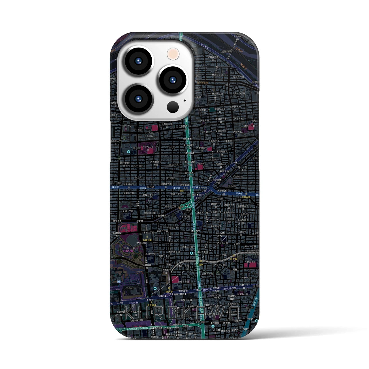 【黒川(愛知県)】地図柄iPhoneケース(バックカバータイプ)